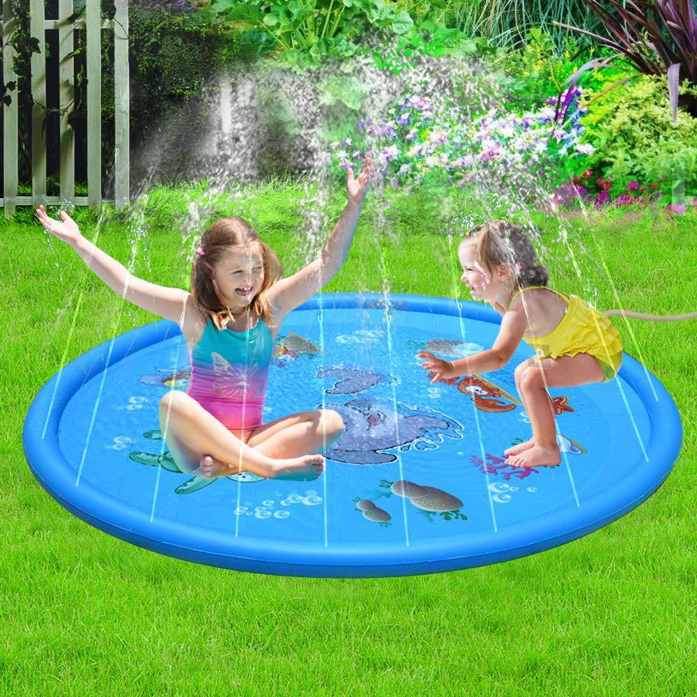 Alfombrilla de piscina con rociador de agua para niños, duradera y resistente, para jugar con salpicaduras y rociadores.