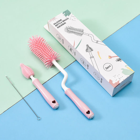 Cepillo de silicona para biberones de bebé, cepillo de paja para fregar, cepillo de limpieza para biberones de bebé