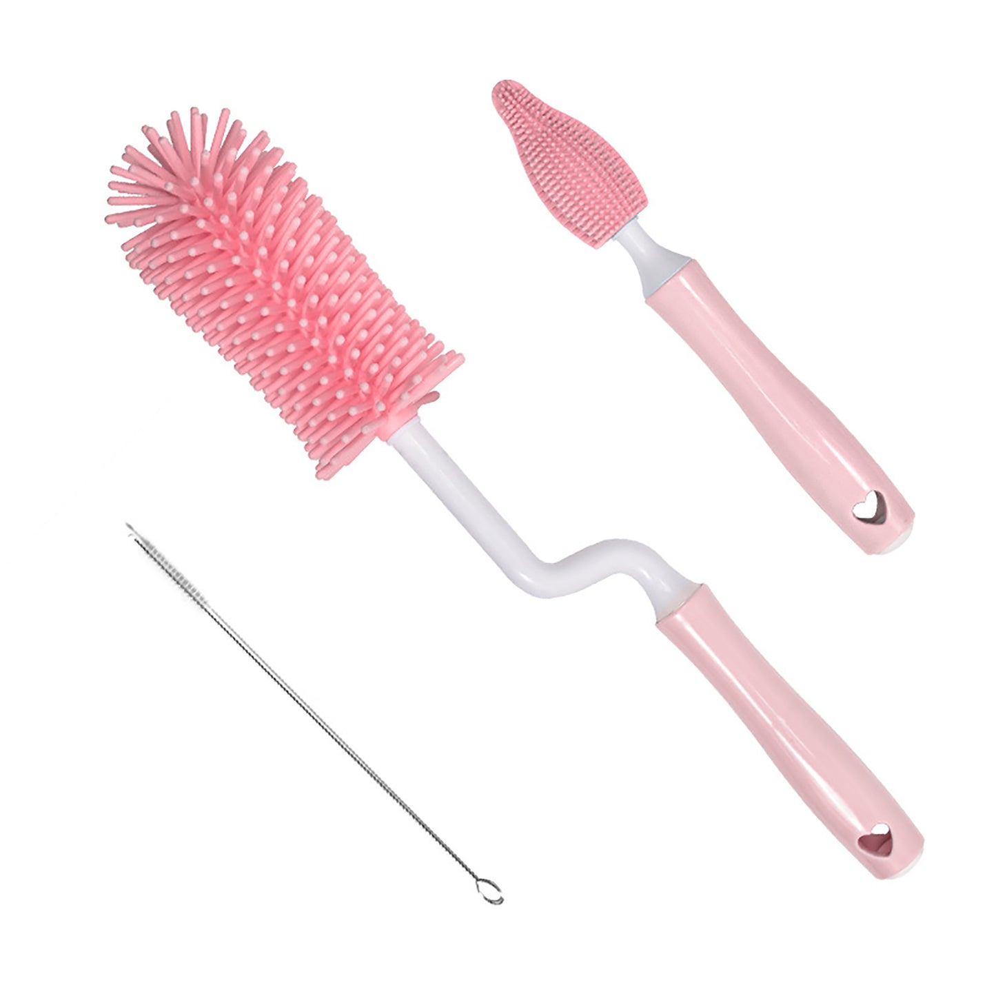 Cepillo de silicona para biberones de bebé, cepillo de paja para fregar, cepillo de limpieza para biberones de bebé