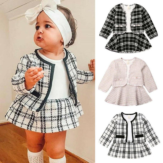 Vestidos de manga larga, traje de viento de incienso pequeño para bebé de dos piezas para niños