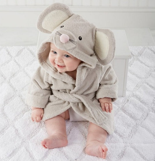 Toallas de baño para bebés con dibujos de animales, albornoces de algodón para niños, albornoces con capucha para bebés
