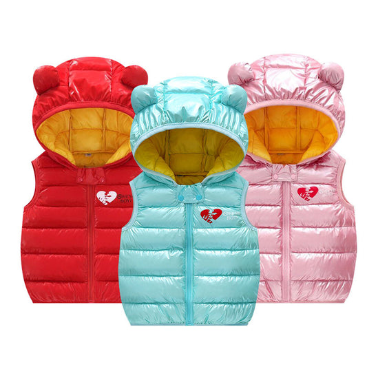 Chaleco de plumón cálido para niños, chaleco sin mangas de otoño para bebés, niños y niñas, ropa de abrigo para niños, chalecos, chaquetas con capucha para niños.