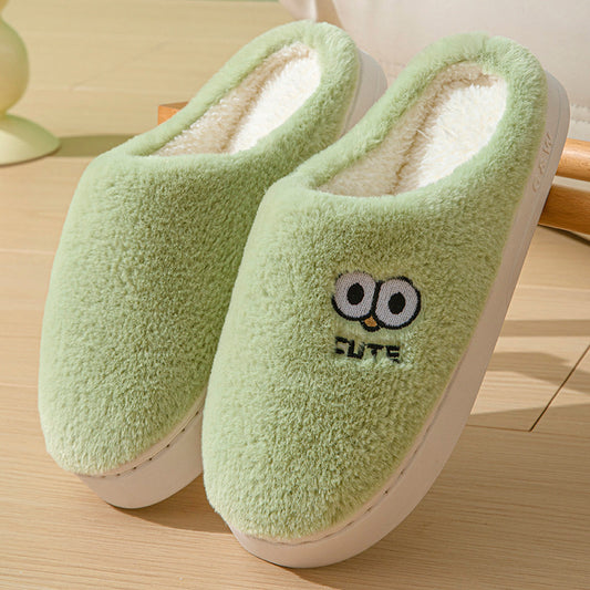 Pantuflas de dibujos animados con ojos grandes para parejas, cálidas y antideslizantes, para el dormitorio, para hombre y mujer.