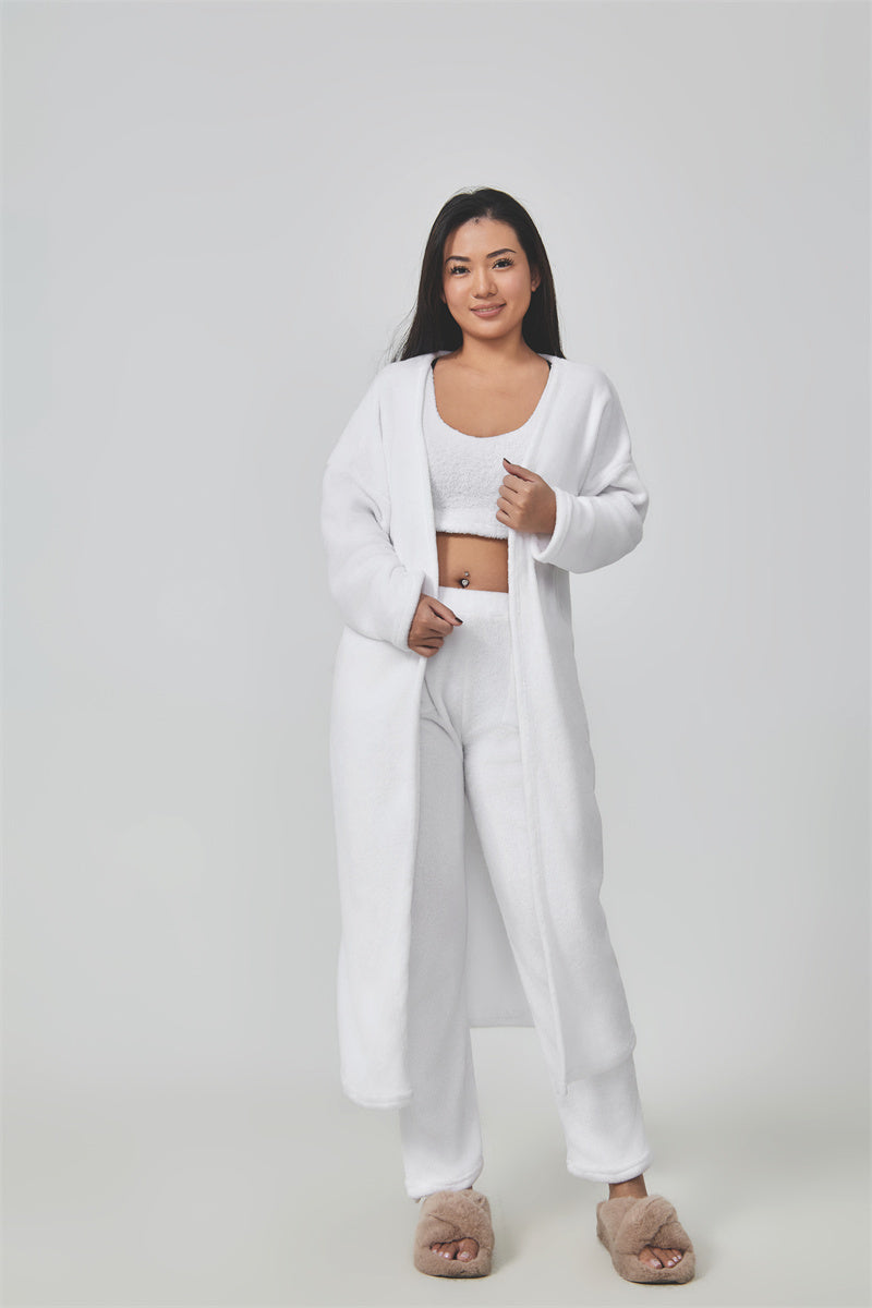 Cozy Pajama Set, 3 Piece Lounge Set, Cute Loungewear, Warm Suit Sets, Matching Set, Lounge Set, 3 Piece Pant Sets, Women Winter Dress keeps you warm and comfortable