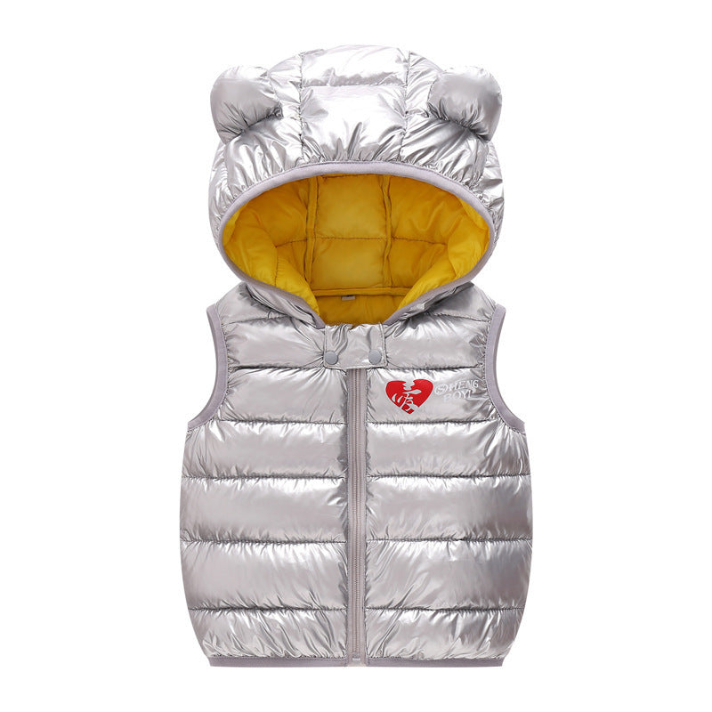 Children Warm Down Vest Autumn Baby Boys Girls Sleeveless Waistcoat Kids Outerwear Vests Children Hooded Jackets