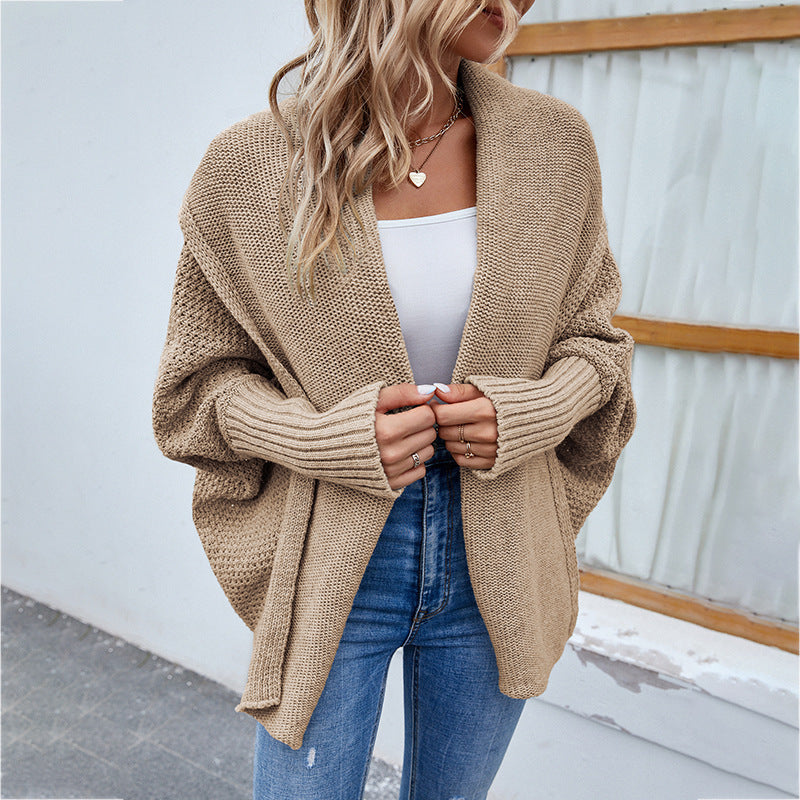 New Loose Knitted Sweater Solid Color Bat Sleeve Large Lapel Cardigan Autumn And Winter Fashion Jacket For Women Clothing warm and comfortable